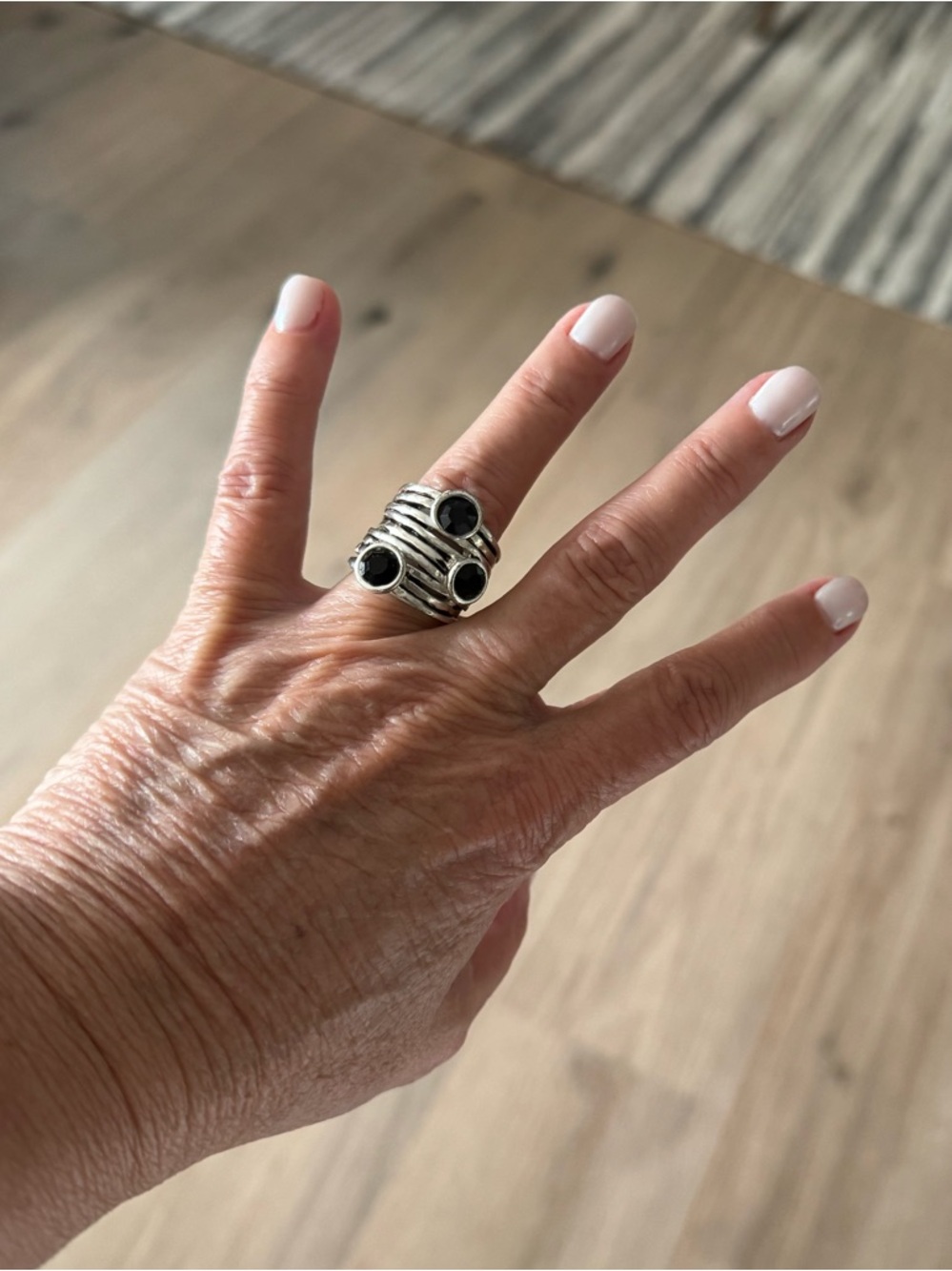 Bud to Rose Multi-Black Stone Cocktail Ring (6)